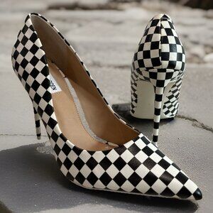 Steve Madden Vala Checkerboard Black White Stiletto Heels Size 10 M ~ NWOB
